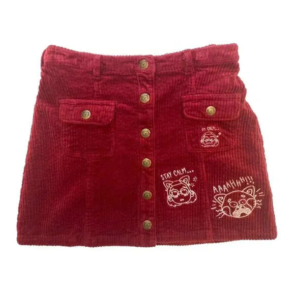 Disney Pixar TURNING RED Skirt Womens Panda Mei Corduroy- Medium - Picture 1 of 6